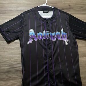 Black and Purple Graphic Button-Up Jersey